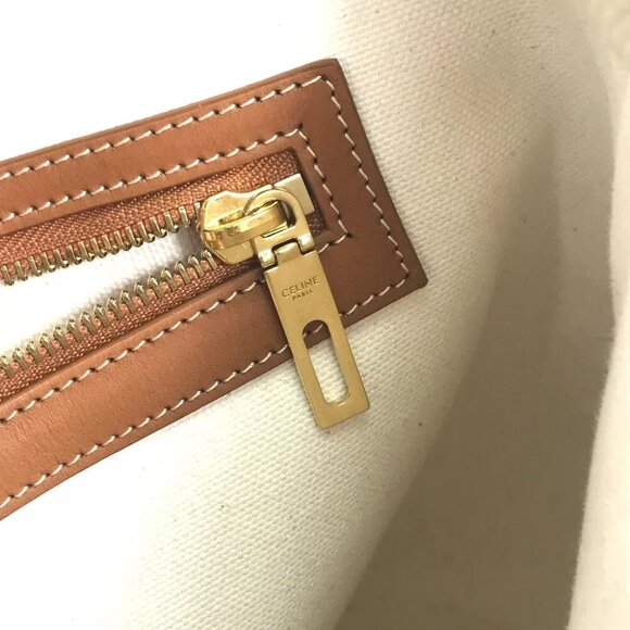 CELINE 190062 Horizontal Cabas Logo Tote Bag Shoulder Bag Canvas/Leather Beige - Picture 3 of 15